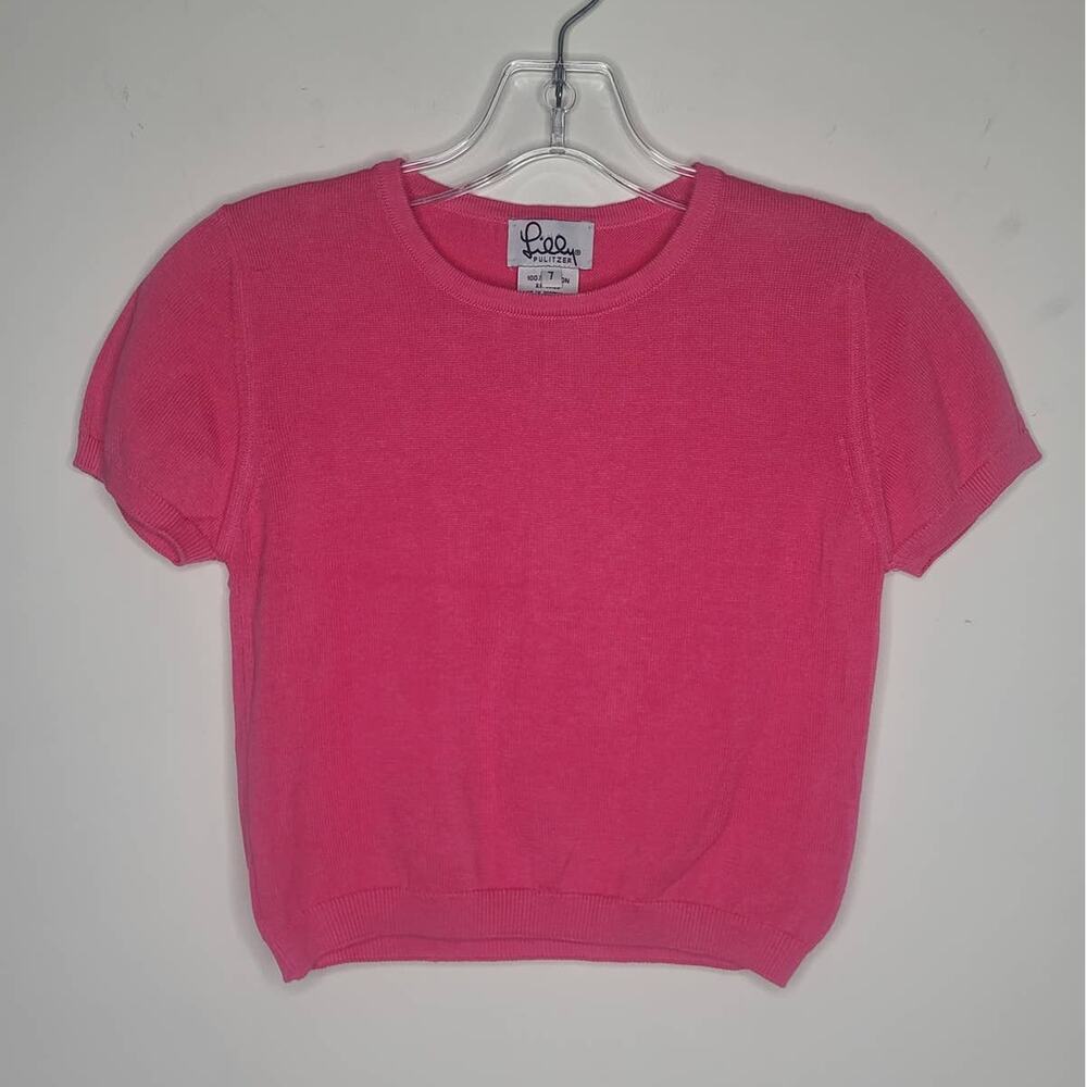 Lilly Pulitzer pink cotton short sleeve sweater - girls 7